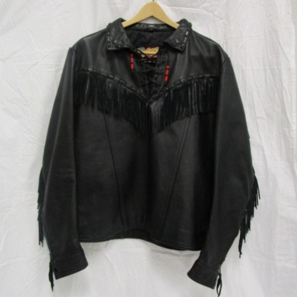 Easy Rider Black Leather  Biker Jacket With Fringe - Picture 1 of 5